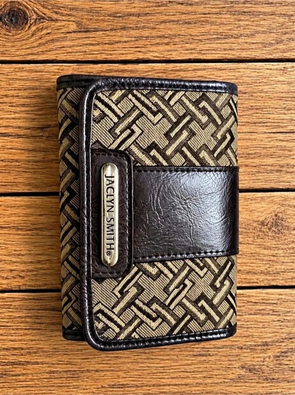 JACKYN SMITH Geometric Wallet in Brown & Black Like New